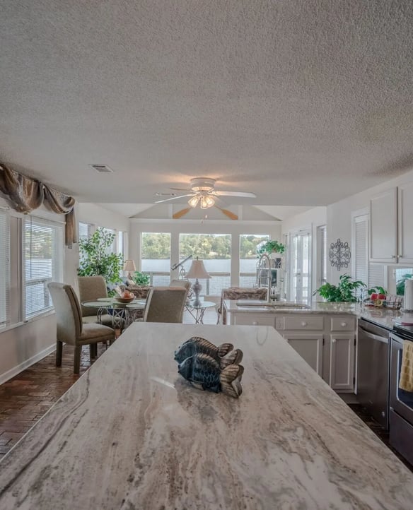 Cozy lakefront condo interior