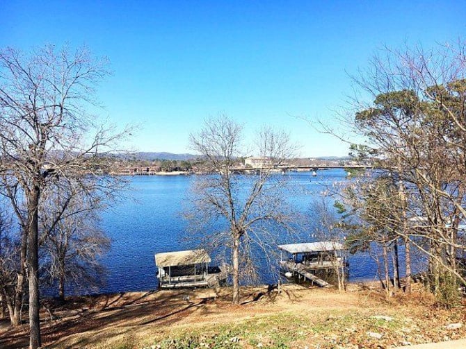 Lakeside home with deck