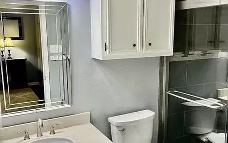 Master bathroom with glass shower