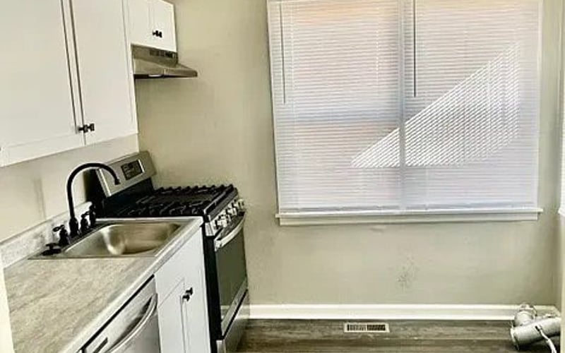 Kitchen with white cabinets
