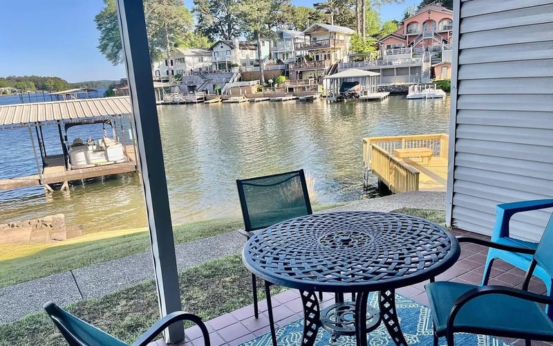 Lakeside patio with bistro table