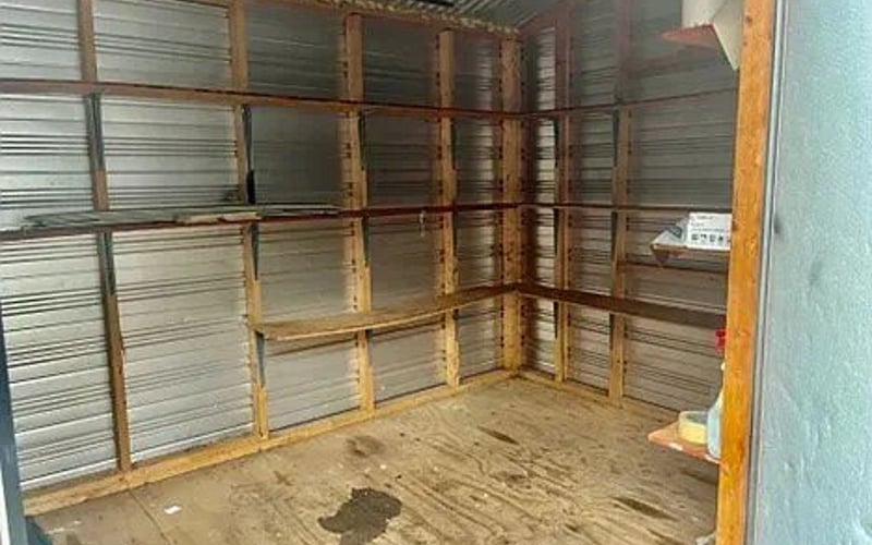 Storage shed interior