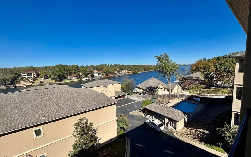 Top-floor lake view from balcony