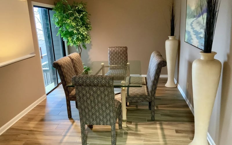 Dining room with glass table