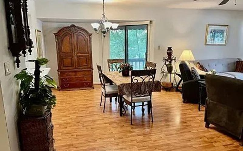 Dining area with hardwood floors