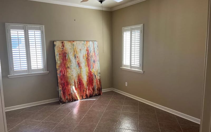 Second bedroom with plantation shutters