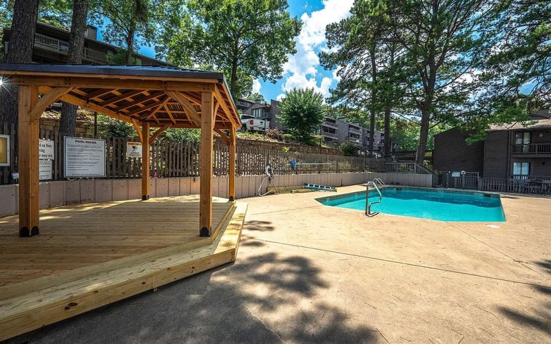 Community pool with gazebo