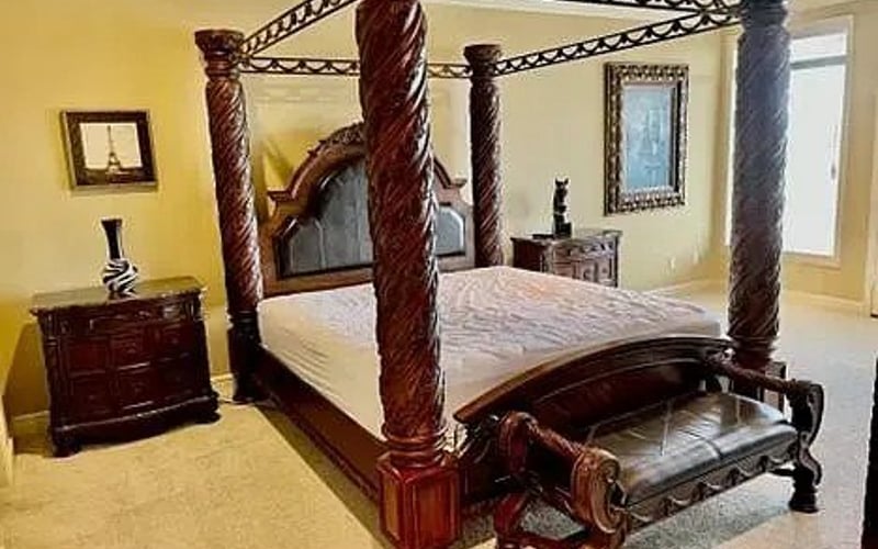 Master bedroom four-poster close-up