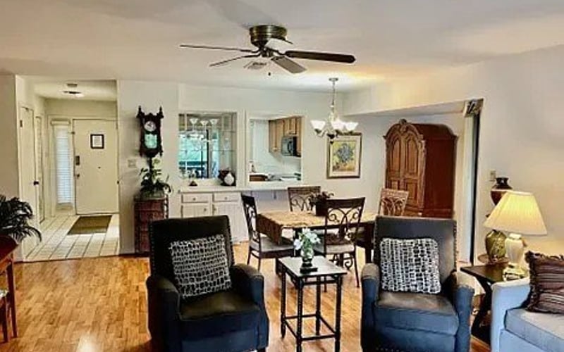 Open living and dining area